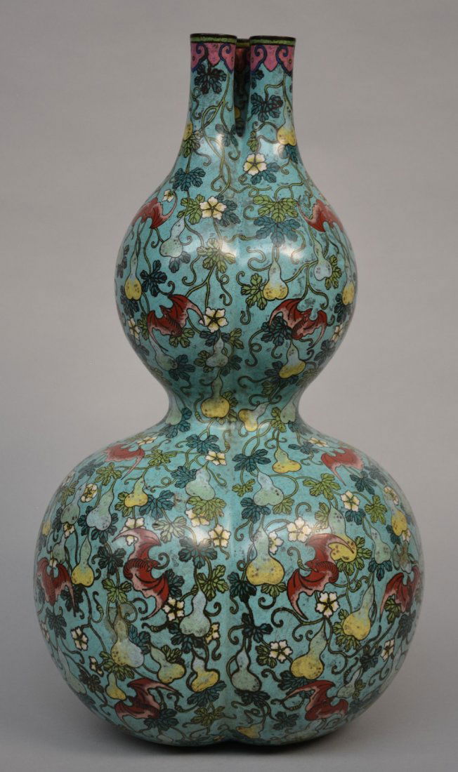 An exceptional Chinese calabash vase, cloisonné (1 of 9)