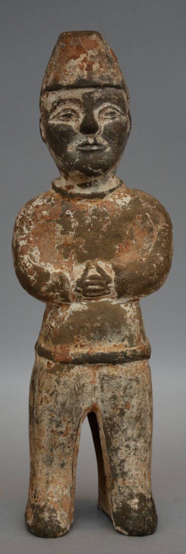 A Chinese grey pottery funerary statue, Han dynasty (1 of 6)