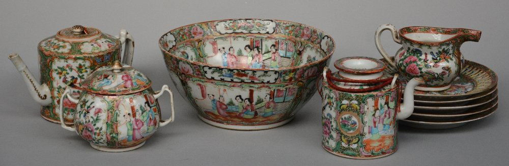 A Chinese Canton bowl and diverse parts of a tea set, (1 of 6)