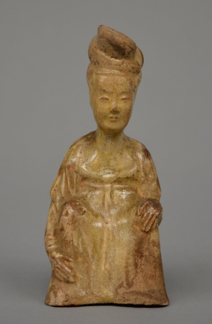 A Chinese earthenware funerary figure of a sitting (1 of 5)