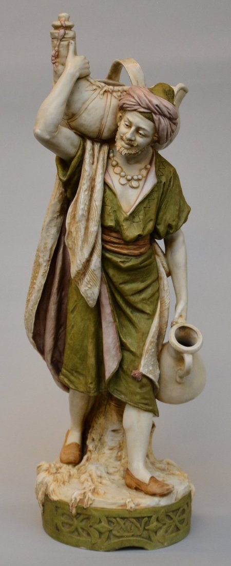 An Oriental Royal Dux porcelain figure, H 71,5 cm (1 of 6)