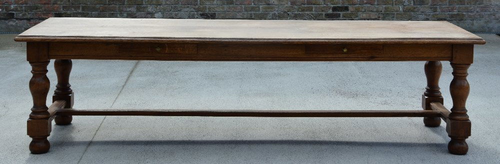 An oak refectory table, H 77 - W 295 - D 100 cm (1 of 5)