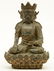 A Chinese bronze seated Buddha, traces of polychromy