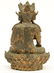 A Chinese bronze seated Buddha, traces of polychromy - 3