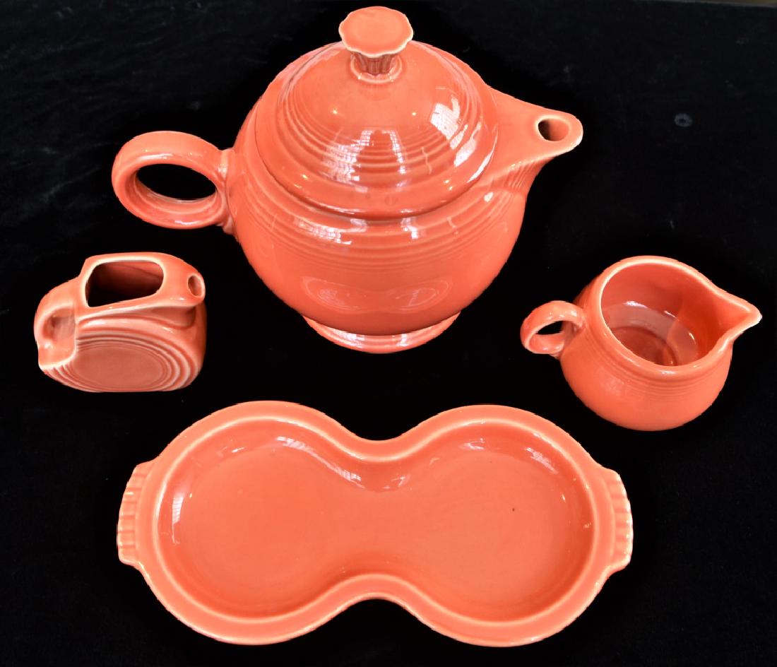 Vintage Fiesta Ware Teapot Set Orange Teapot Creamer