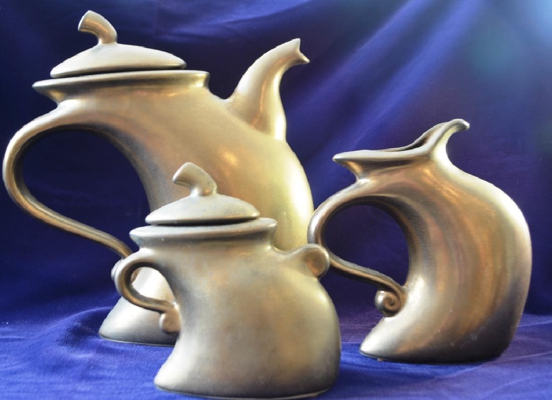 Michael Lambert Pottery Dancing Tea Set Bronze colored. (1 of 6)