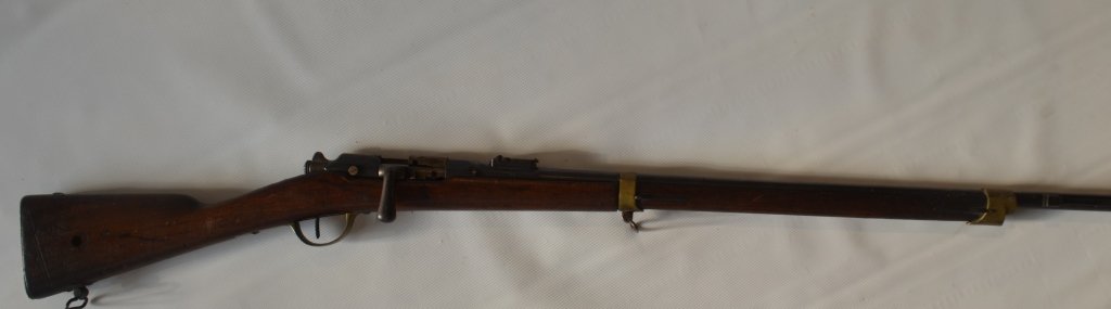 French 1874 St. Etienne M80 Carbine Rifle: In very good condition.Serial No. on stock 90577F. 31737 Manufacture DarmesSt. Etienne Mle 1874s. 1877.46" length. 34" barrel Mechanisms all work properly.