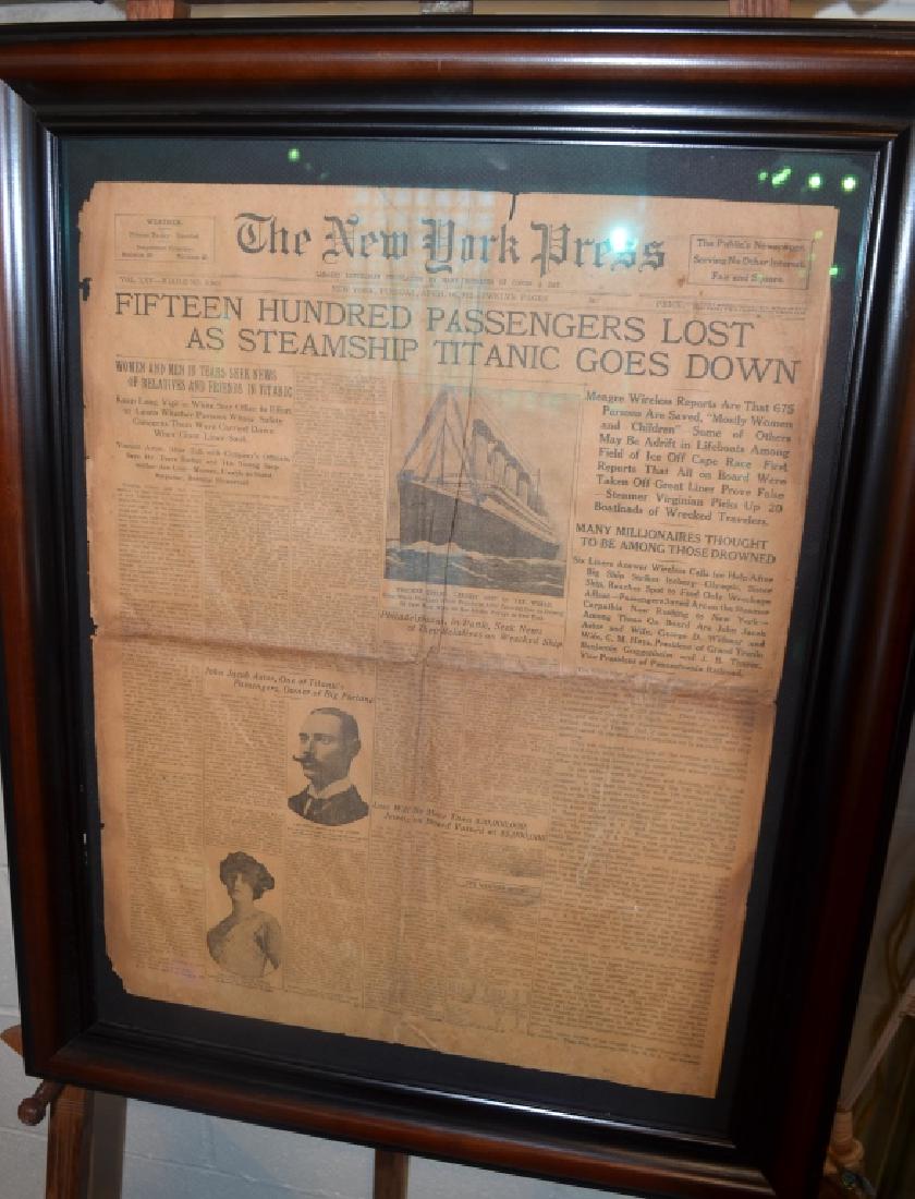 Framed New York Press Report of Titanic Sinking (1 of 6)