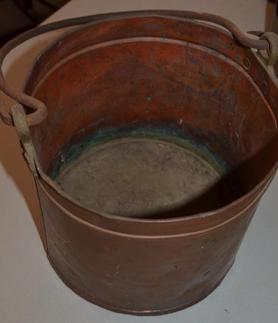 Antique Copper Pot: With Hooked Iron Handles. Late 19th - early 20th Century.