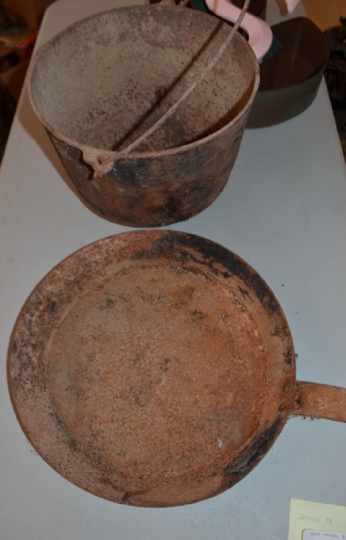 Antique Iron Frying Pan and Pot (1 of 4)