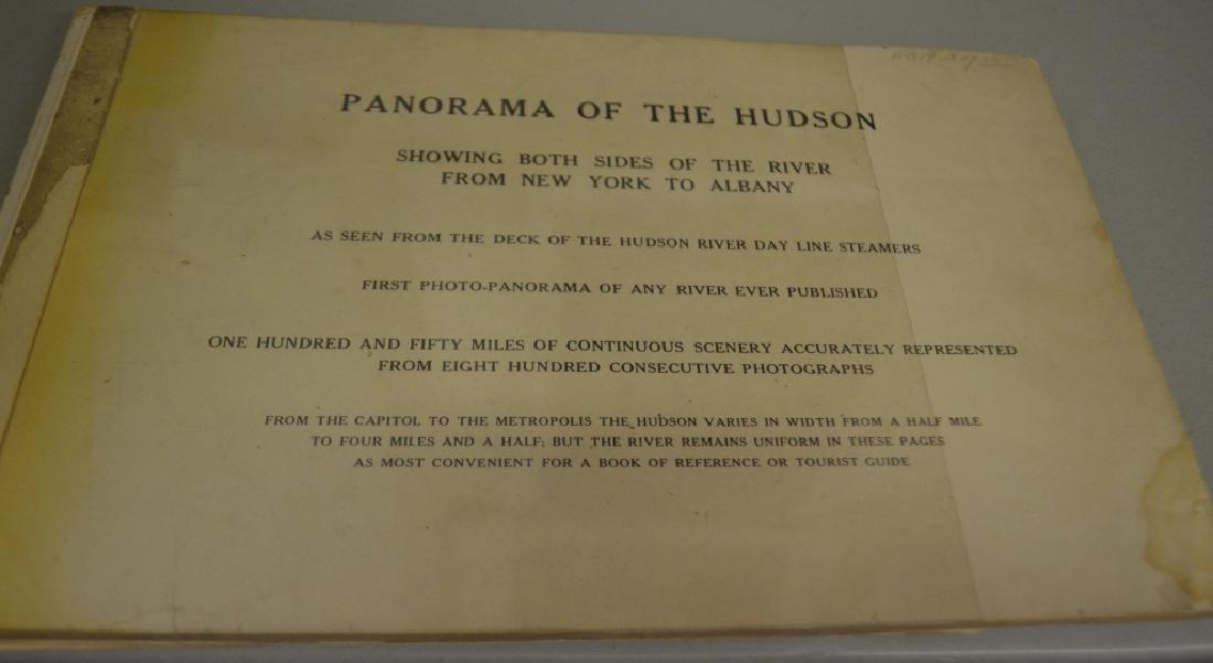 Panorama Of The Hudson 1910 Picture Book: Showing Both Sides Of The River From New York To Albany Binding is intact. May have had a front cover at one time. Foxing on the outer end of most of the pages. Please see all photos.