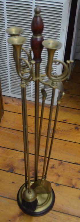 Antique English Brass Fireplace Tools Set (1 of 5)