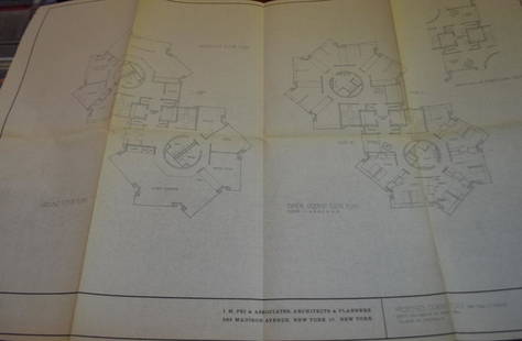 I.M. Pei Original Architectural Drawings SUNY, NY: Schematics and plans for State University of NY Campus at Fredonia, NY. 1968. Approximately 90 pages. Most pages are loose. On heavy 15 1.4" x 30" paper. From The estate of architect Harold Fredenburg