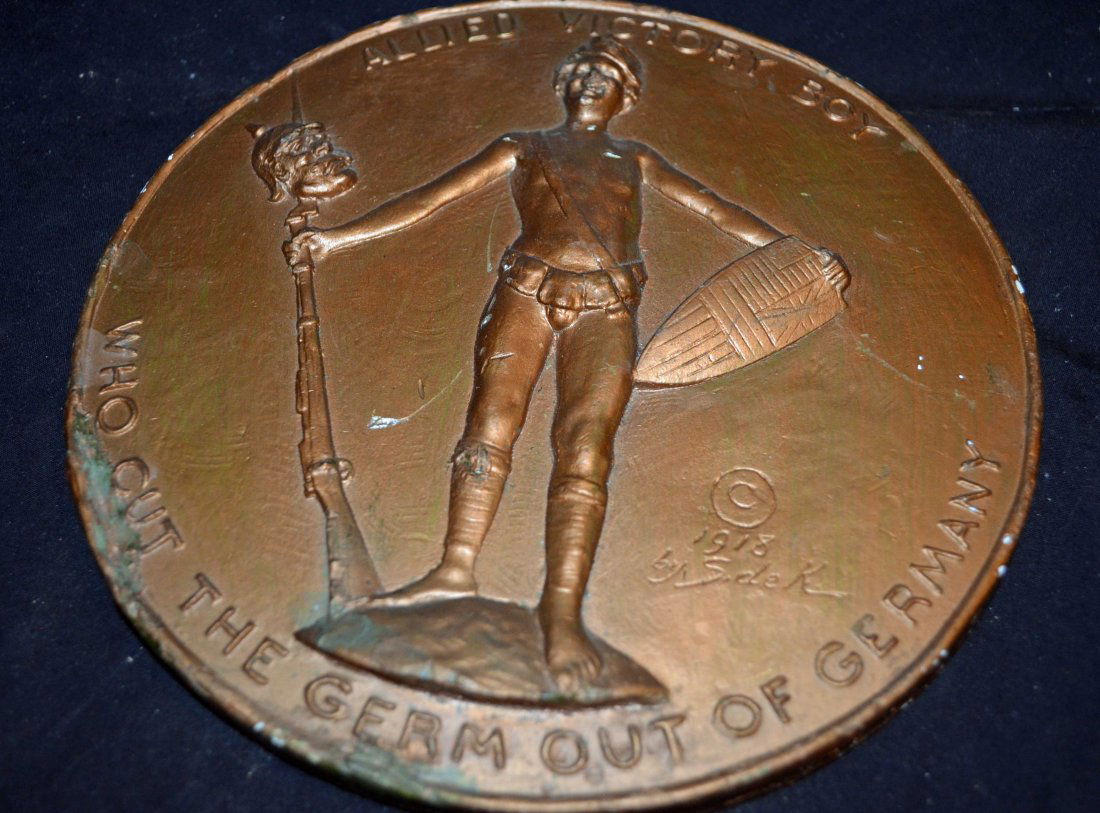 World War 1 Allied Victory Boy Plaque dated 1918 (1 of 5)