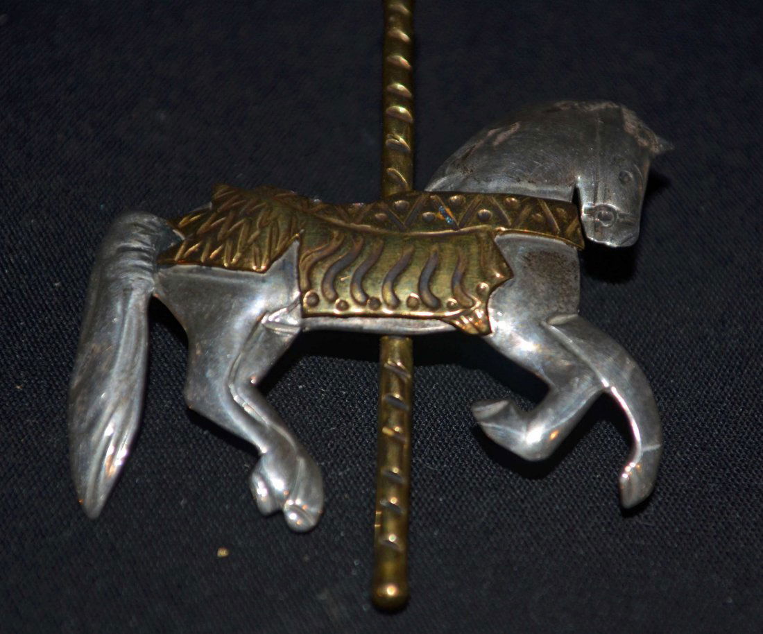 Sterling Courtney Peterson Signed Carousel Horse Pin (1 of 5)