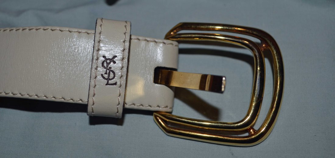 1970's Yves Saint Laurant Belt: Original ca. 1970's Yves Saint Laurant Leather Belt. Made in France.37" from buckle to the end of the belt