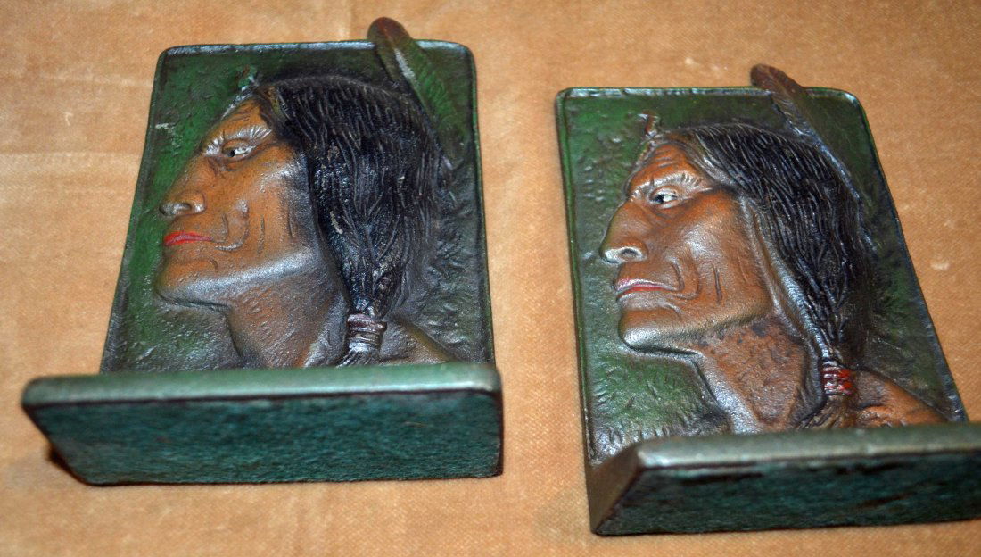 Cold Painted Cast Iron Indian Scout Bookends (1 of 5)