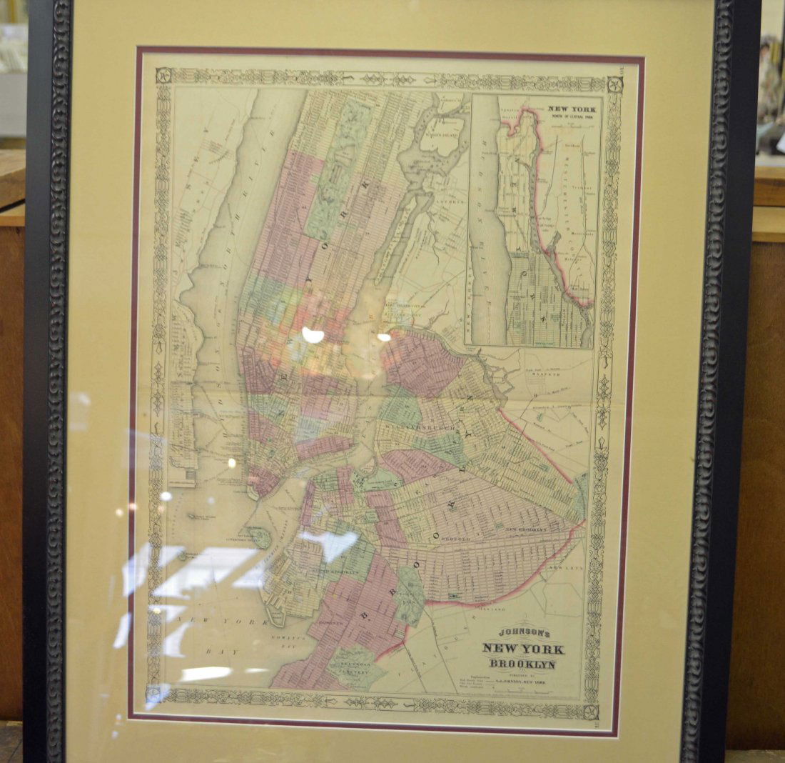 Rare 1866 Johnson's Map of New York and Brooklyn  Frame (1 of 8)