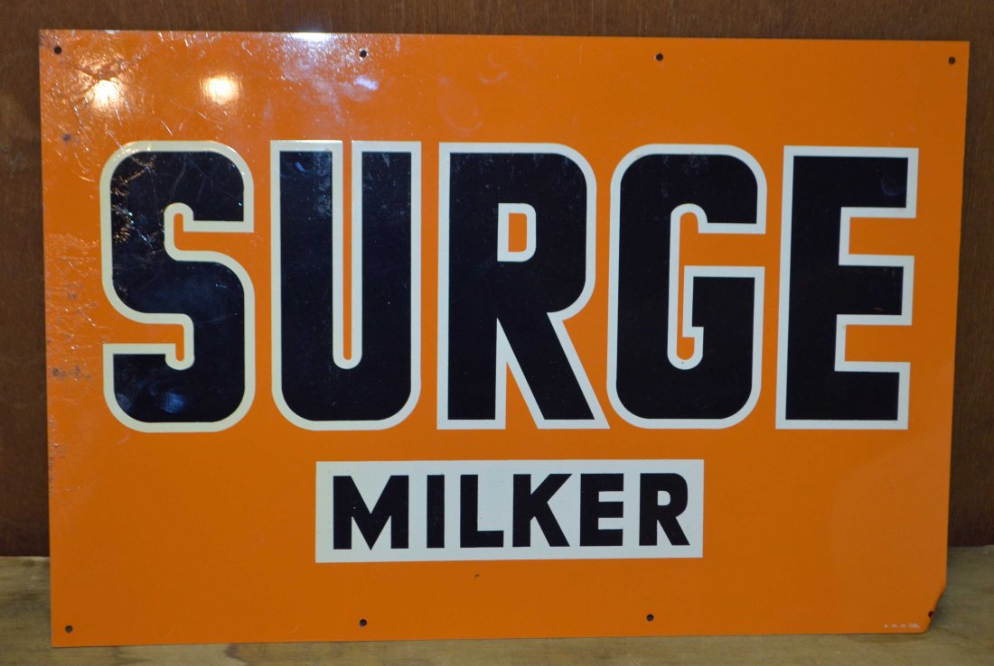 VINTAGE TIN SURGE MILKER DAIRY FARM EQUIPMENT SIGN (1 of 6)