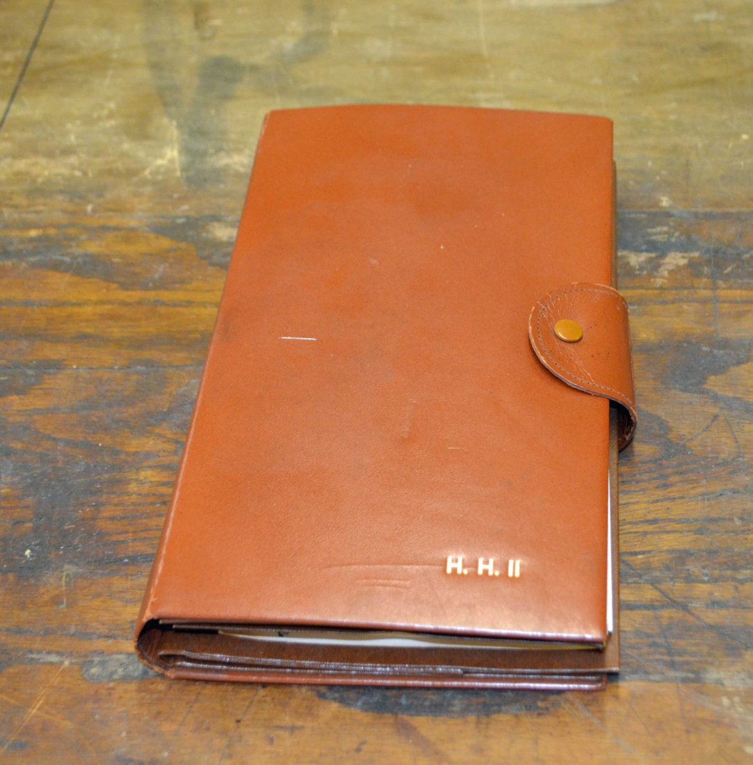 Vintage 1950's Mark Cross Leather Map Case: Vintage 1950's Mark Cross Monogrammed Leather Map Holder with all original accessories.10" x 6". All leather, in excellent condition. Bears the monogram H.H. IIMade in Italy