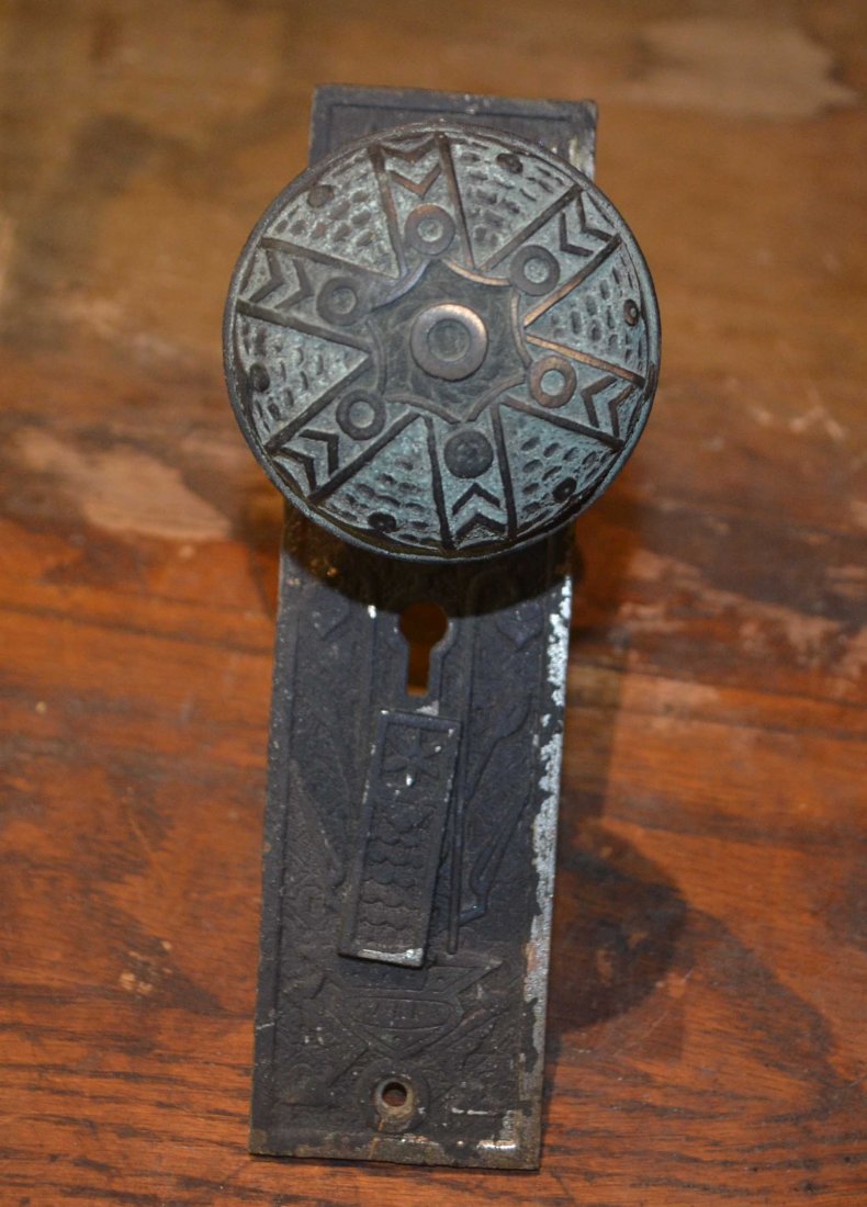 Victorian Brass Doorknobs with Lock Plate (1 of 5)