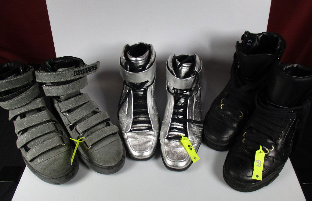 LOT CONSISTING OF (3) PAIRS OF DESIGNER SNEAKERS: (1) DSQAURED, (1) YOHJI YAMAMATO (UK9.5), (1) GIVENCHY, INCLUDES (2) PAIRS OF SHOE STRETCHERS (SEE PHOTOS FOR DETAILS) *****FYI: It is the buyer responsibility to pick up or arrange to have items pick