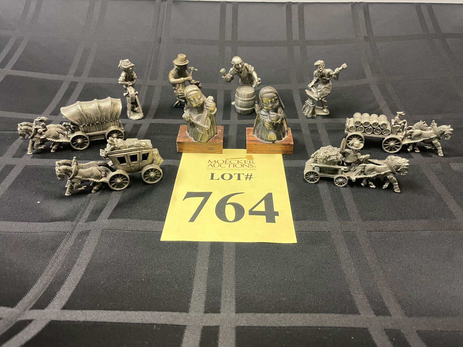 GERMAN SILVER-PLATED FIGURES OF NUNS ON WOODEN BASE (2) (1 of 19)