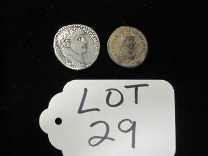 (2) ROMAN COINS: (NOTE: THIS LOT IS PART OF AN ASSIGNMENT FOR THE BENEFIT OF CREDITORS CASE OR RECEIVERSHIP CASE. THE HIGH BID WILL REQUIRE APPROVAL OF SALE BY THE ASSIGNEE OR RECEIVER. AUCTION IS NOT FINAL UNTIL CONF