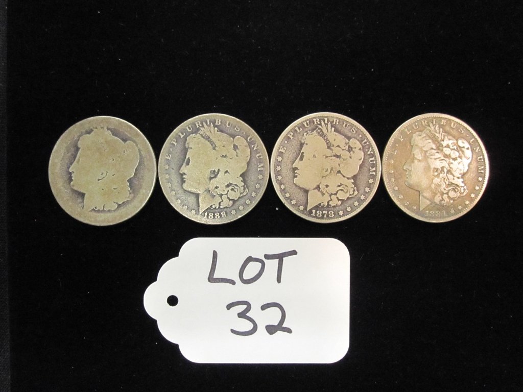 (4) MORGAN SILVER DOLLARS - 1878, 1884, 1888, (1 of 5)