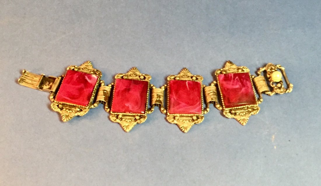 Victorian Silver and Violet Stone Bracelet (1 of 5)