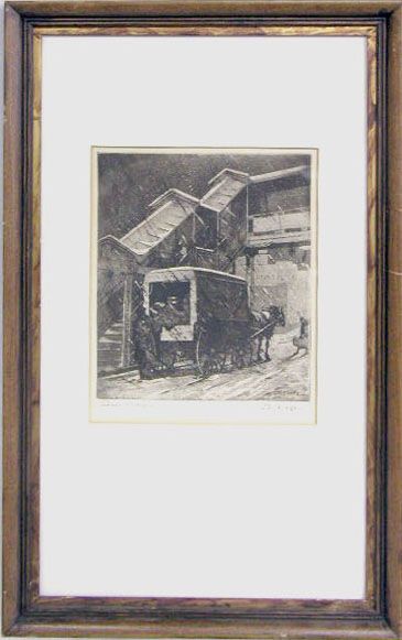 Jo Gross etching "Snow Flurry"