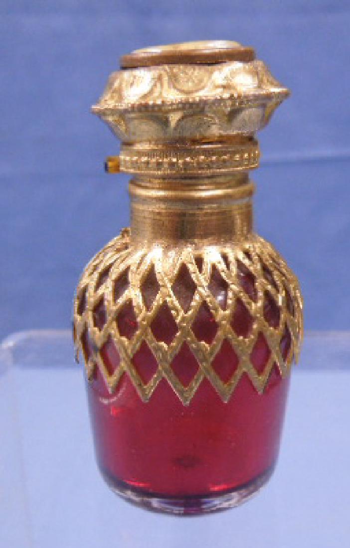 French Cranberry Glass Scent Bottle (1 of 3)