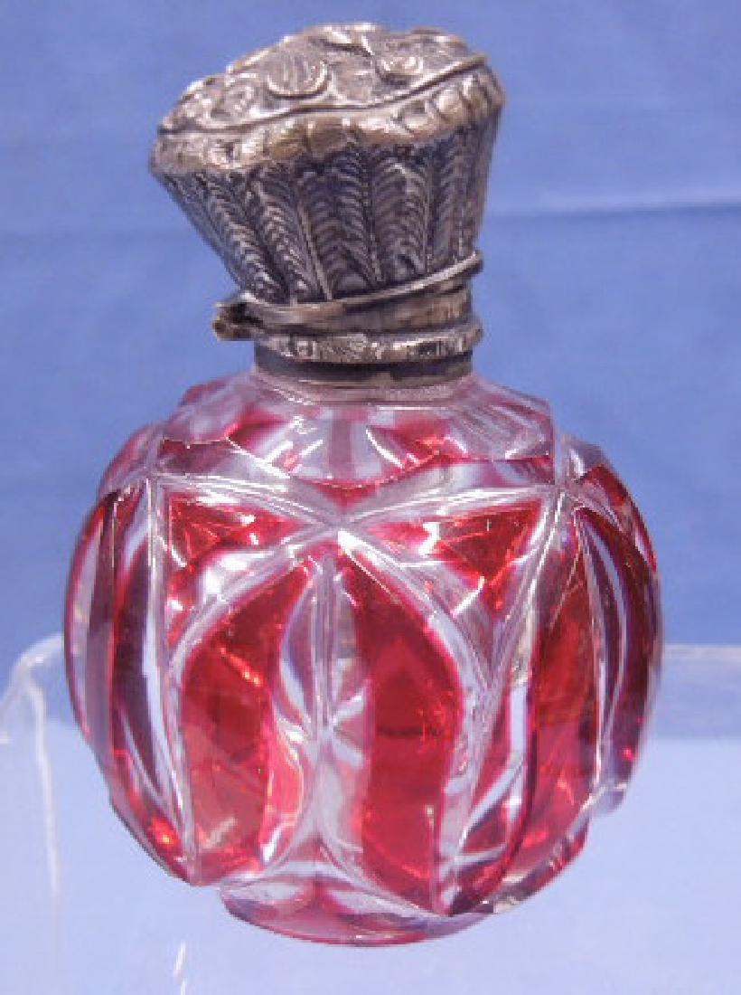 Bohemian Glass Silver Top Scent Bottle (1 of 5)