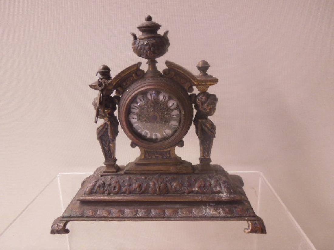 19th c. Continental Bronze Desk Clock (1 of 9)