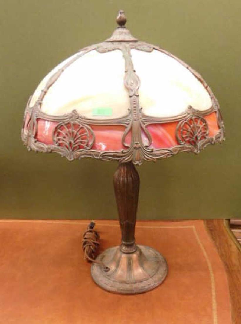 1930's Slag Glass Shade Table Lamp (1 of 5)