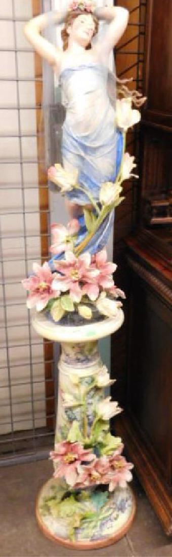 Italian Pottery Female Figure on Pedestal (1 of 10)