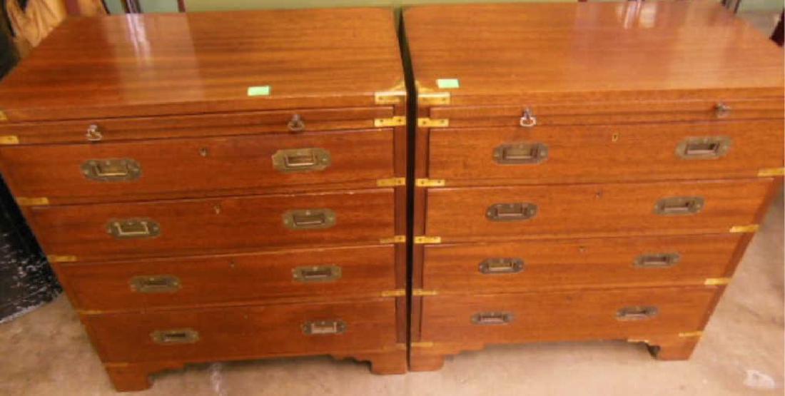 Pair Mahogany Campaign Chests (1 of 5)
