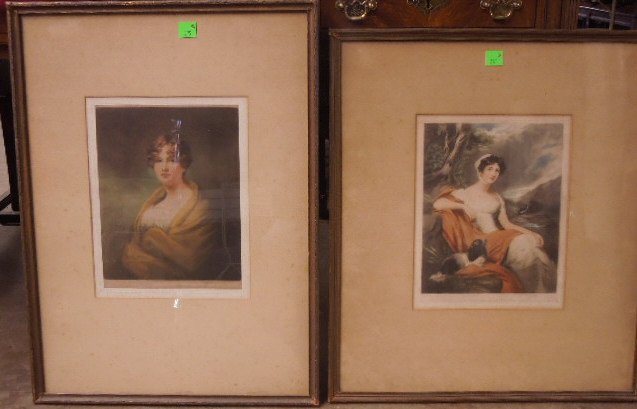 2 H. Norman Mezzotints: 2 H. Norman mezzotints, pencil signed, published 1912, by Alfred Bell & Co. England, depicts 2 women, matted in wood frames, 23 1/2" x 27"; 21 1/2" x 29". CONDITION: Overall foxing, areas of damage to