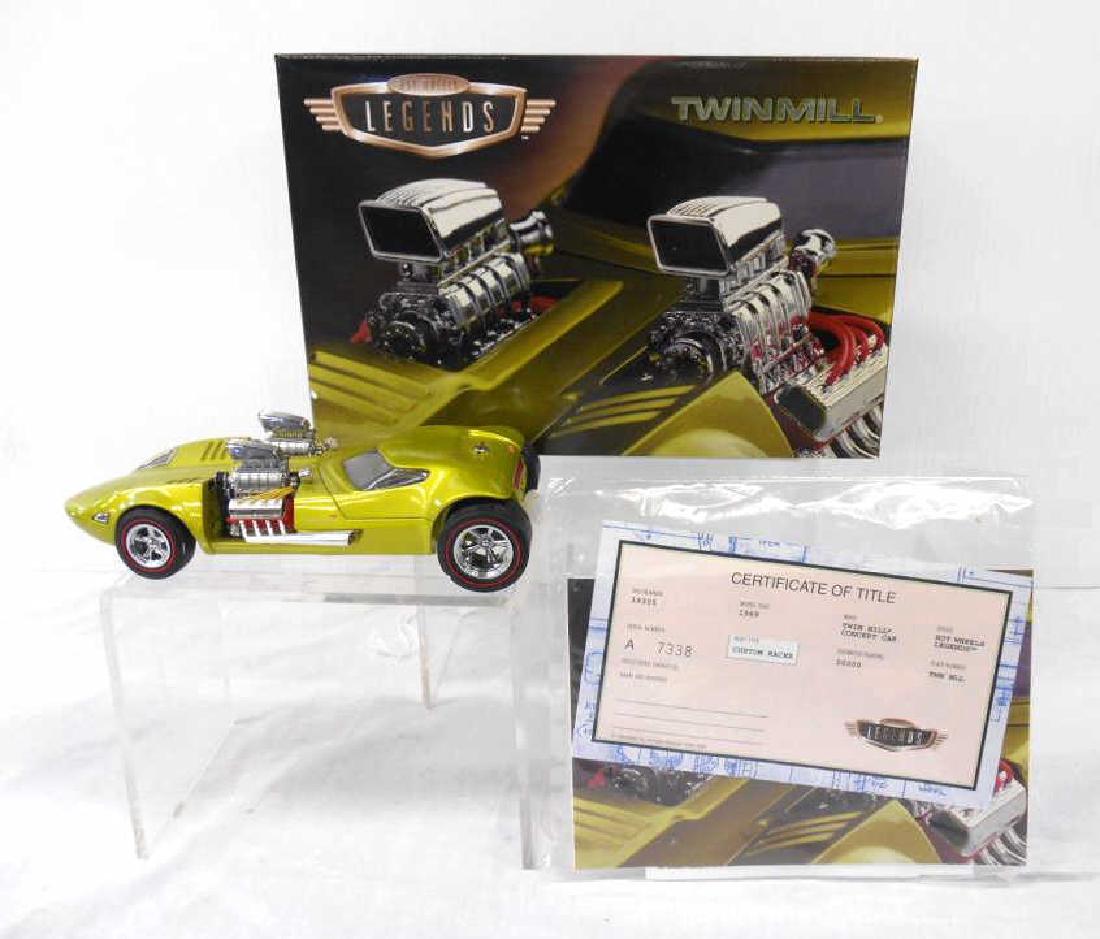 Hot Wheels Legends 1969 Twin Mill: Mattel Inc. Hot Wheels Legends 1:24 scale die cast metal 1969 Twin Mill Concept Car, limited edition No. A7338, comes with its original box & paperwork. CONDITION: Very good condition with no damage.
