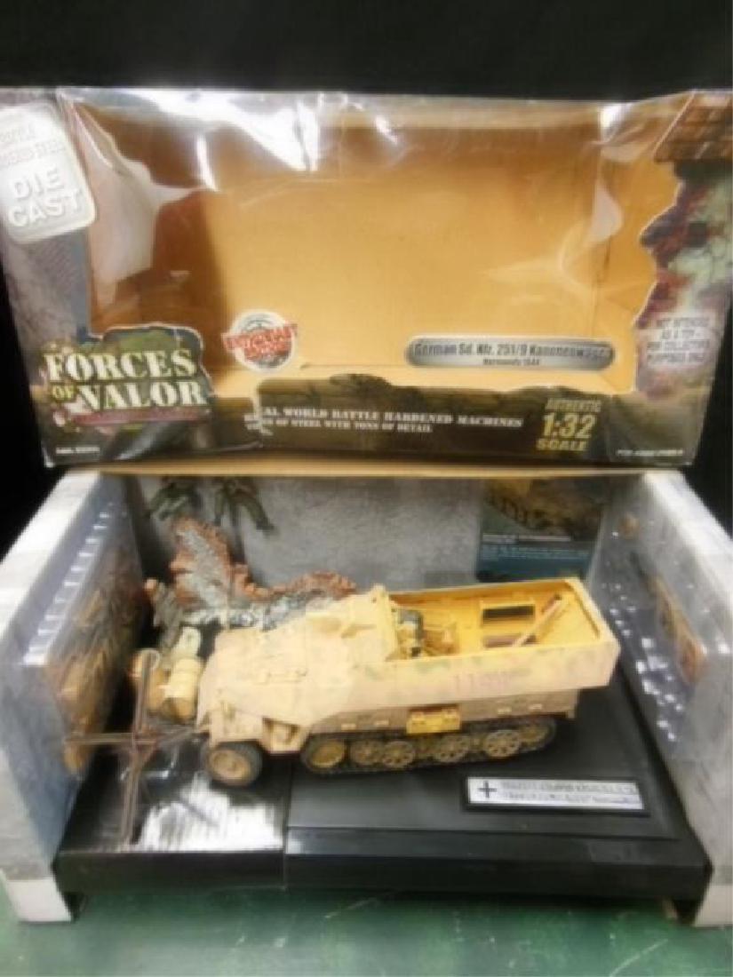 Forces of Valor German Kanonewagon: Forces of Valor German Kanonewagon, Sd.Kfx.251/9, SS-P2 Division "Das Reich" Normandy 1944, with men, accessories and information card, in original box, 1"32 scale, die cast, Enthus last Edition, 6" x