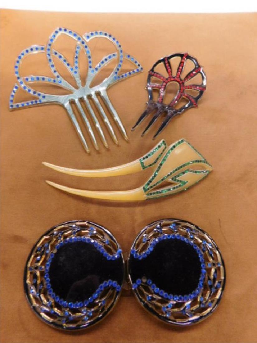 4 Vintage Celluloid Hair Combs & Buckle (1 of 3)