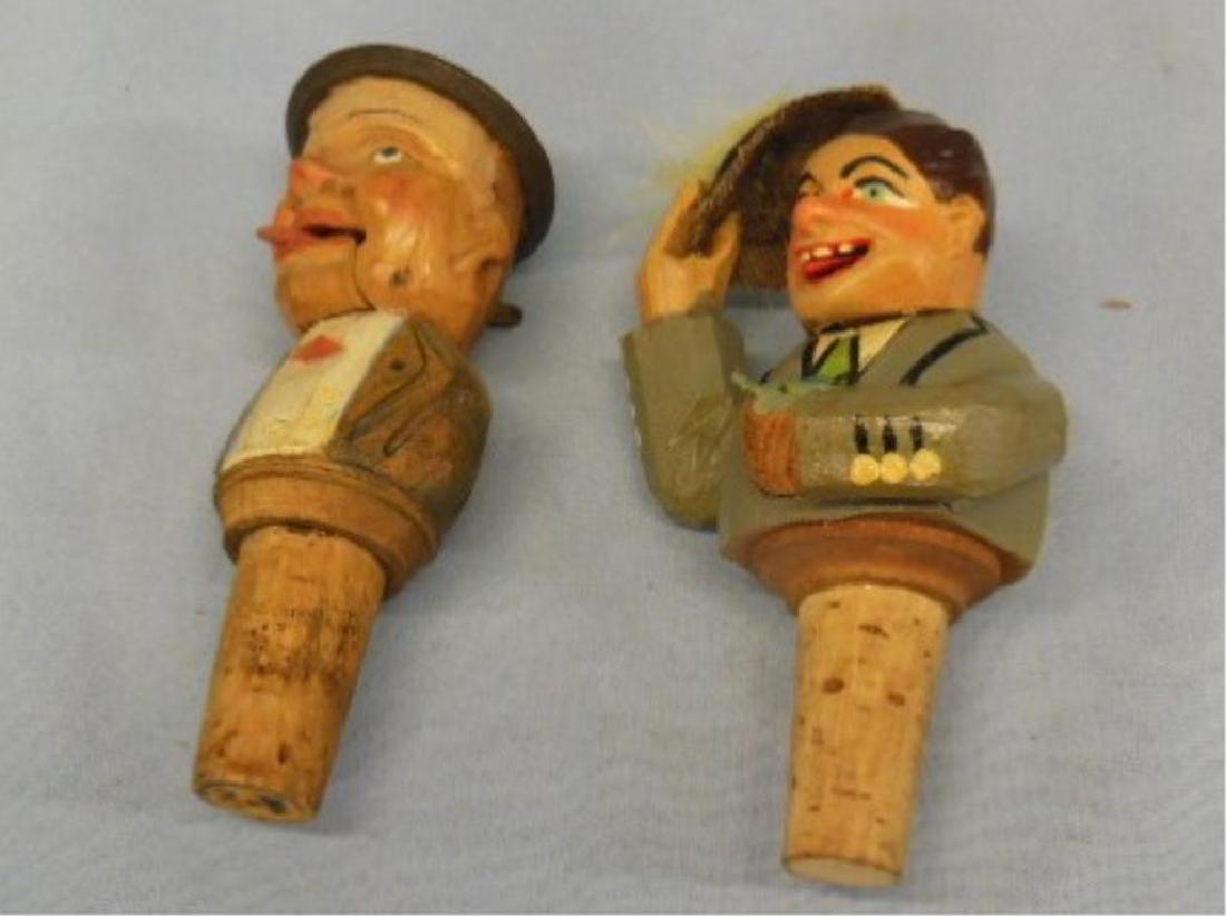 2 Carved Figural Mechanical Stoppers (1 of 3)