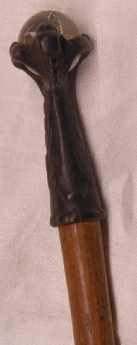 Glass Ball in Scroll Knob Cane (1 of 6)