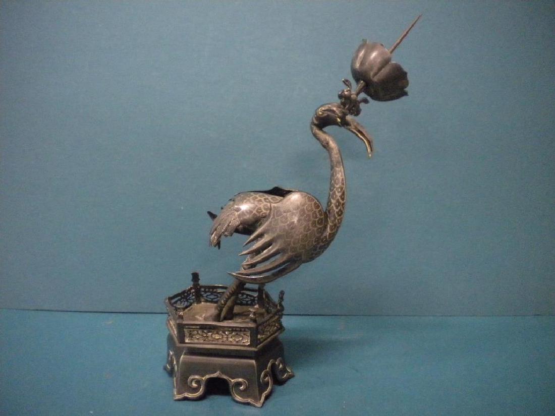 Chinese Pewter Crane Sculpture (1 of 11)