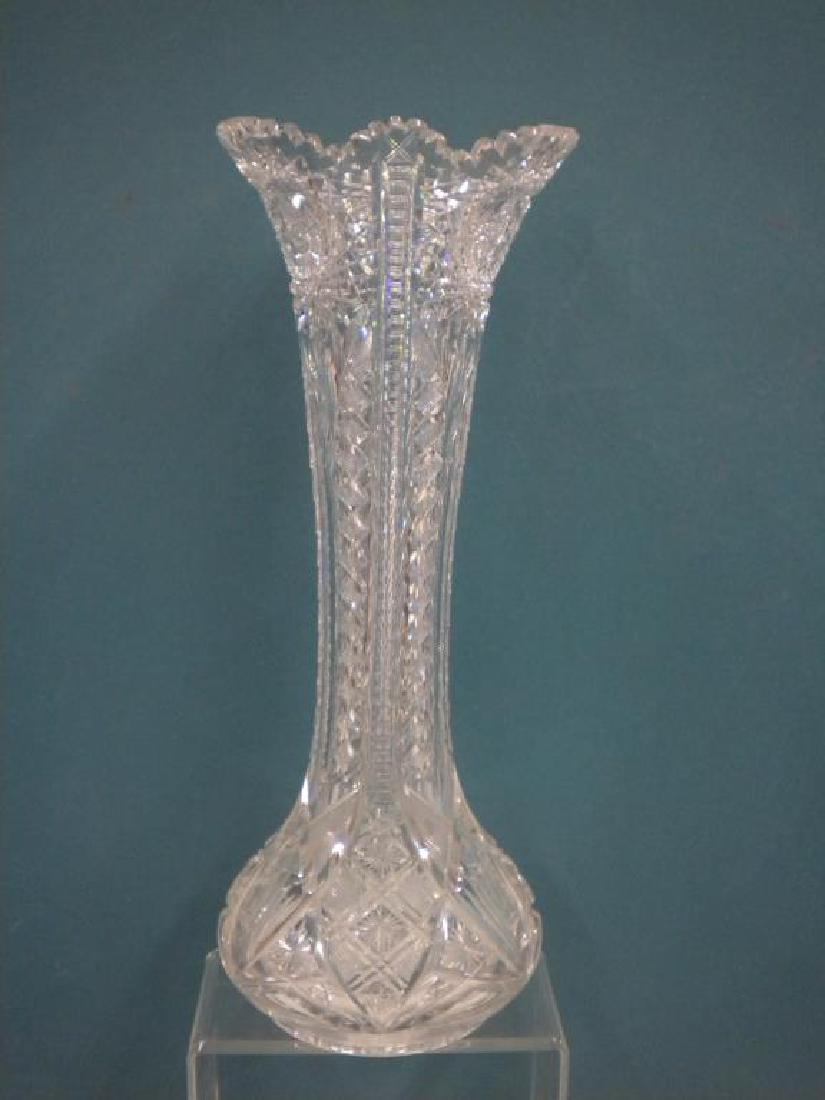 American Brilliant Cut Glass Vase: American Brilliant cut glass vase, Hobstar, diamond & fan cutting, 19th/20th c. hgt 18 1/4". CONDITION: Very good.