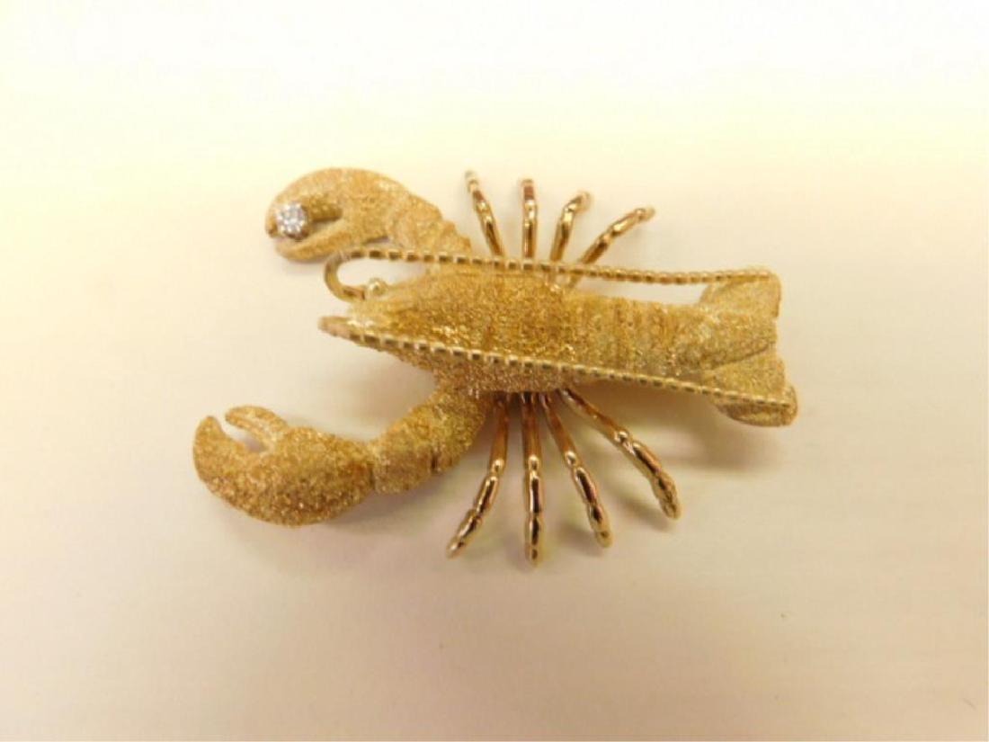18k Lobster Brooch w/Diamond (1 of 2)