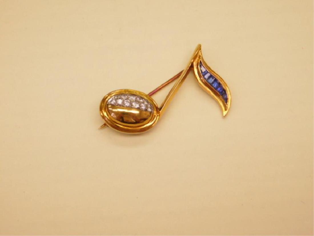 18k Diam & Sapphire Note Pin (1 of 2)