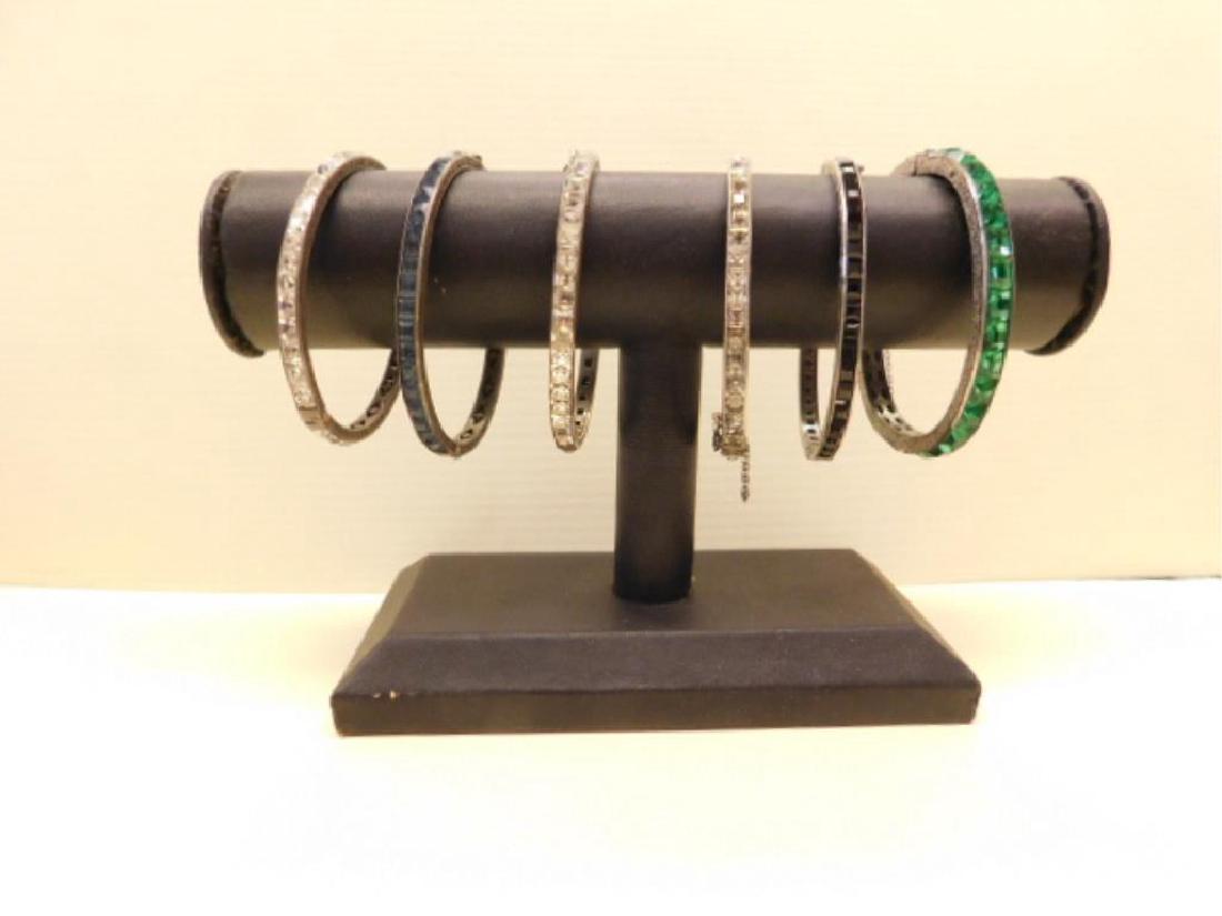 6 Deco Sterling & Rhinestone Bangles (1 of 5)