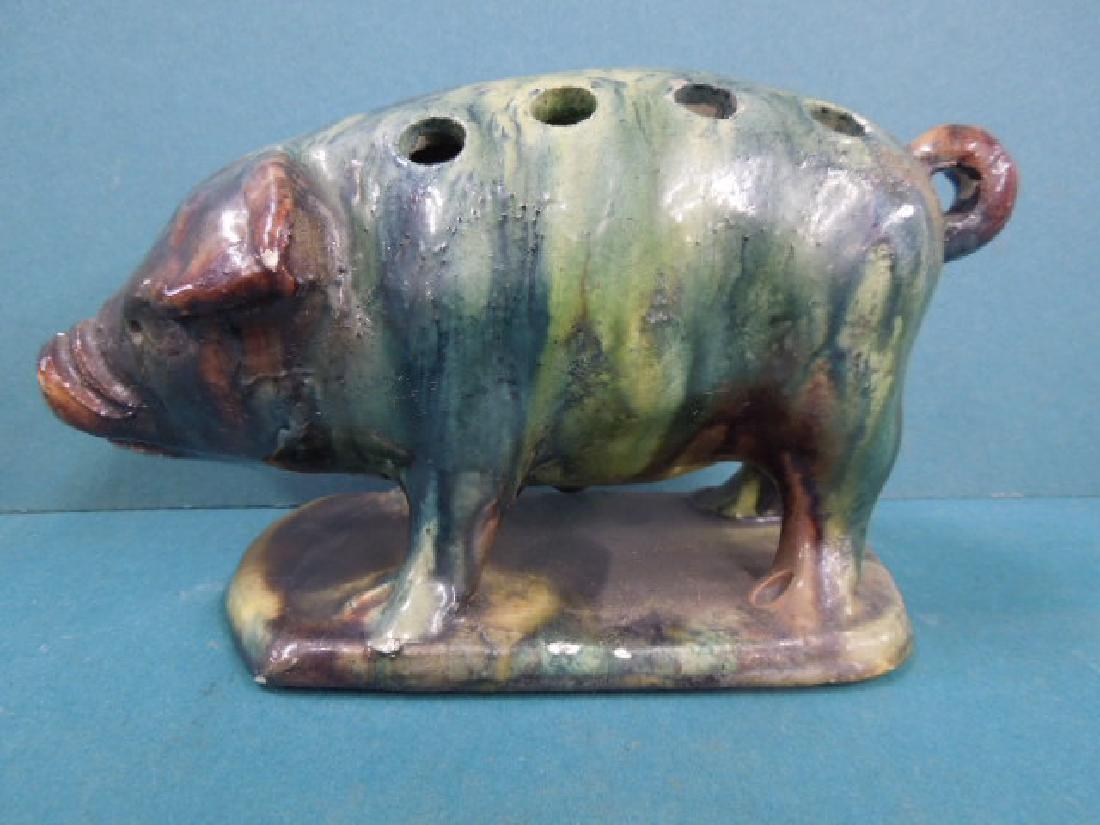 19th C. Faience Pig Form Flower Frog (1 of 5)