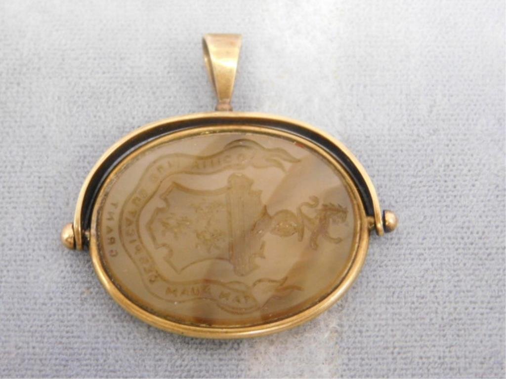 Gold & Agate Spinner Seal Fob (1 of 3)